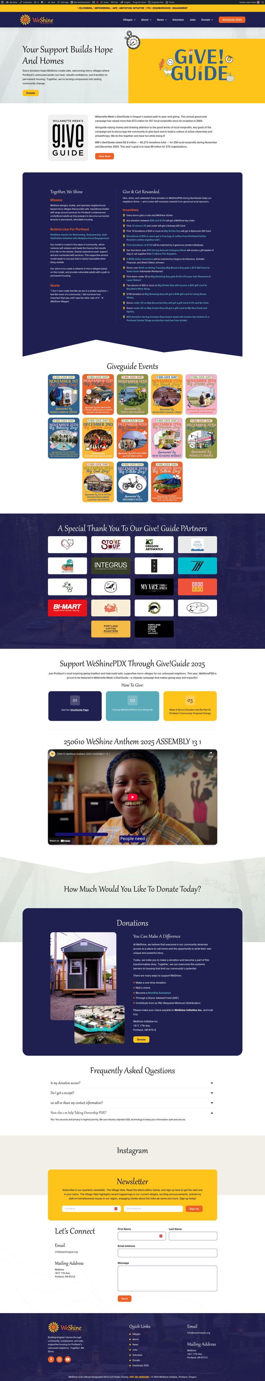 The WeShine donate page as redesigned and delivered.