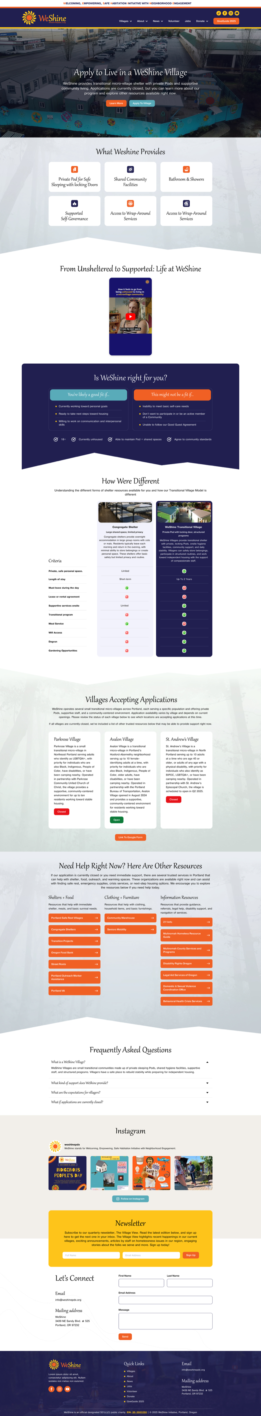 The WeShine apply to a village as redesigned and delivered.